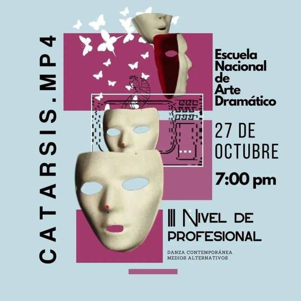 👩🏻🧒🏻 Les estudiantes de la Escuela Nacional de Arte Dramático qué están cursando el III Nivel de Profesional les invita a su muestra: "Catarsis" 🎆  Un proyecto multidisciplinario que integra las clases de Danza Contemporánea y Medios Alternativos en un espectáculo de creación colectiva.  📆 Este Viernes 27 de Octubre 2023 ⌚7:00 pm  📍Escuela Nacional de Arte Dramático 🎭