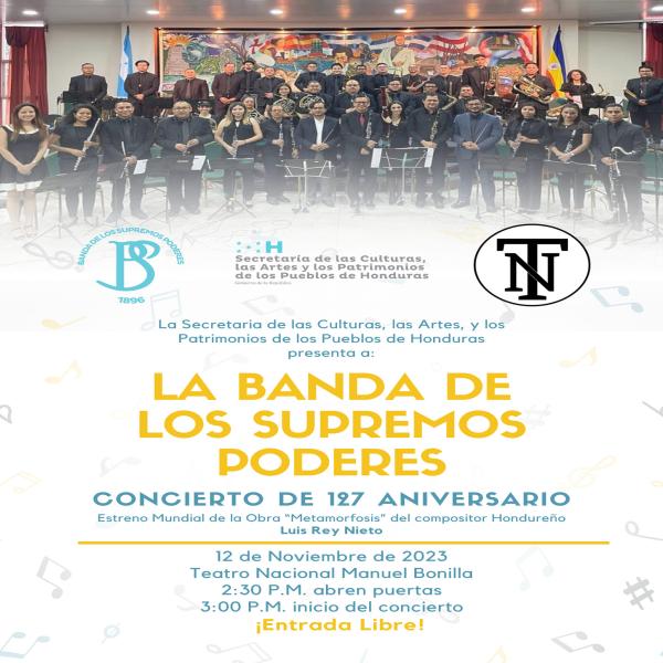 La Banda de los Supremos Poderes arriba a sus 127 años de existencia y lo celebramos a lo grande con nuestro Concierto de aniversario.