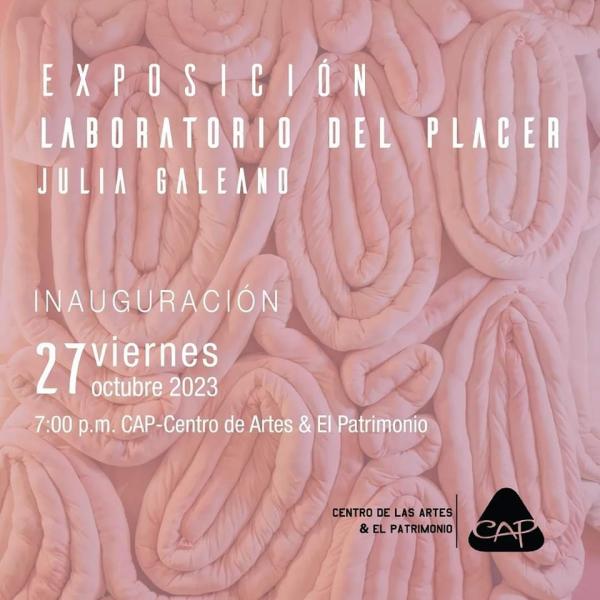 Julia Galeano inaugura en el Centro de las Artes y el Patrimonio CAP  𝐋𝐀𝐁𝐎𝐑𝐀𝐓𝐎𝐑𝐈𝐎 𝐃𝐄𝐋 𝐏𝐋𝐀𝐂𝐄𝐑: nos invita a tener un vínculo con nuestro sentir y las diferentes formas de ser de las personas, permitiéndonos conocer los objetos utilizados, a través de la historia, como parte del disfrute del placer y la sexualidad.  Viernes 27 de octubre  Hora: 7:00 p.m. Sala de exhibiciones | Centro de las Artes y el Patrimonio CAP / Santa Rosa de Copán
