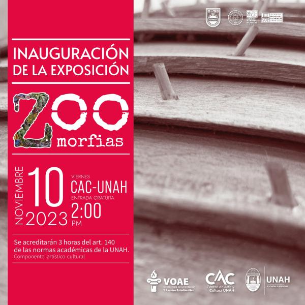 El CAC-UNAH te invita a la inauguración de la exposición "Zoomorfías" el próximo viernes 10 de noviembre a las 2:00 p.m. La exposición "Zoomorfías" busca mostrar cómo la representación de animales en el arte ha sido una ventana a la exploración de temas profundos y una reflexión sobre la condición humana y la sociedad, como se evidencia en esta selección de la colección de Artes Visuales de la UNAH. Estas representaciones trascienden lo estético para abordar cuestiones fundamentales en la interacción entre 