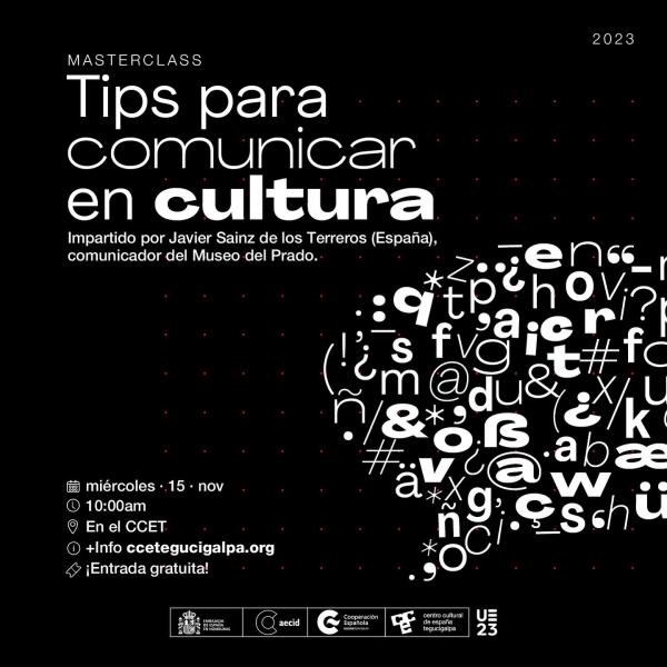 📣 ¡Atención periodistas y comunicadores culturales!  🎫Entrada gratuita hasta completar aforo.  💼El CCET te invita a la masterclass “Tips para Comunicar Mejor en Cultura” impartido por el Comunicador del Museo del Prado en Madrid, Javier Sainz de los Terreros (España).  🧑🏻‍🏫Por medio de la masterclass se instruirá a los comunicadores del sector cultural sobre cómo comunicar temas relacionados con la cultura en un país donde la cultura no recibe el apoyo necesario y la mayoría de la sociedad no consume 