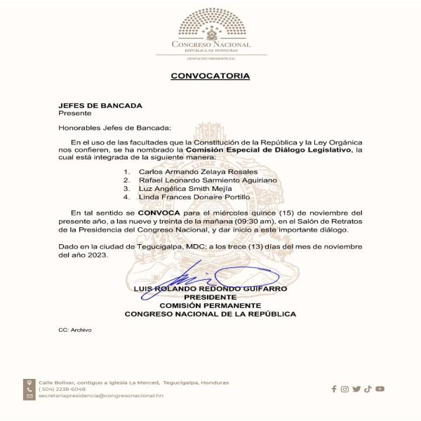 Agenda Congreso Nacional 15 nov – 2023 