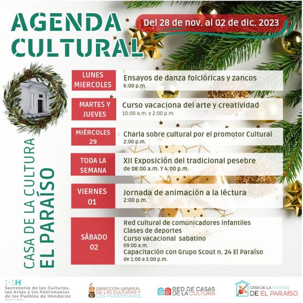 Agenda Cultural Casa de la Cultura de El Paraíso