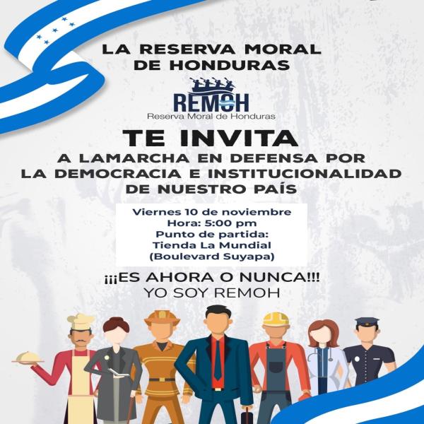 Reserva Moral de Honduras te invita a marchar por la democracia 
