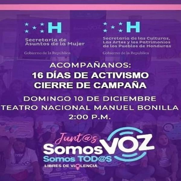 Convocatoria Prensa; Cierre de campaña "Junt@s, Somos Voz, Somos Tod@s" ¡Libres de Violencia! 