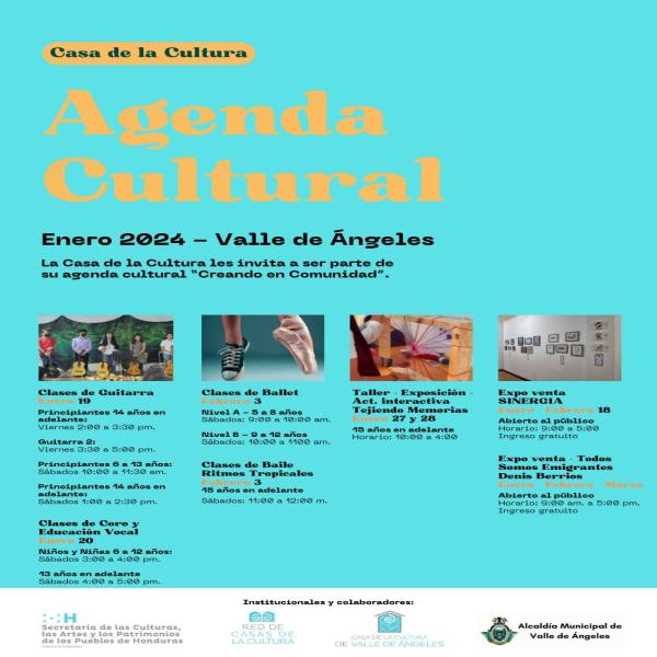 Agenda cultural de la Casa de la Cultura de Valle de Ángeles