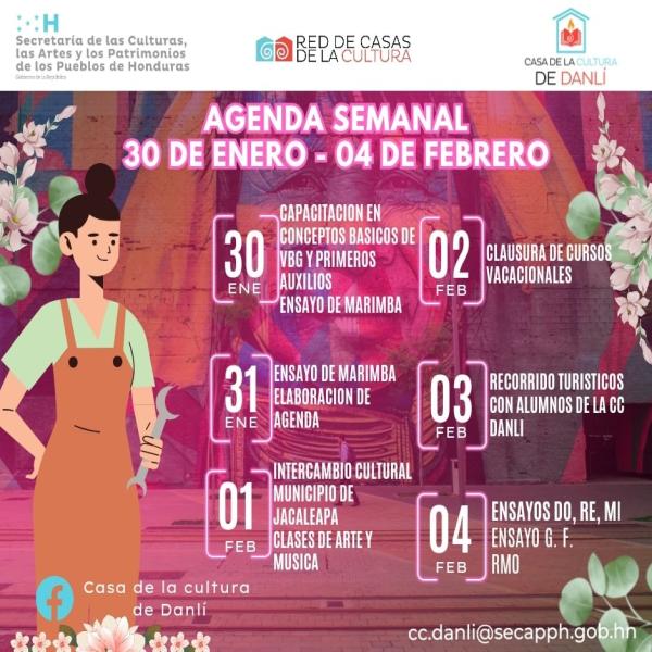Agenda cultural semanal: Casa de la Cultura de Danlí 