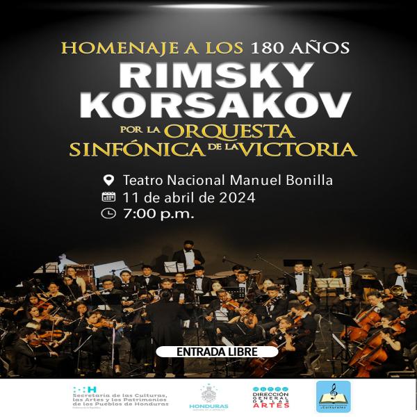 Concierto de Gala de la Orquesta Sinfónica de la Victoria, un homenaje a los 180 años de Rimsky Korsakov