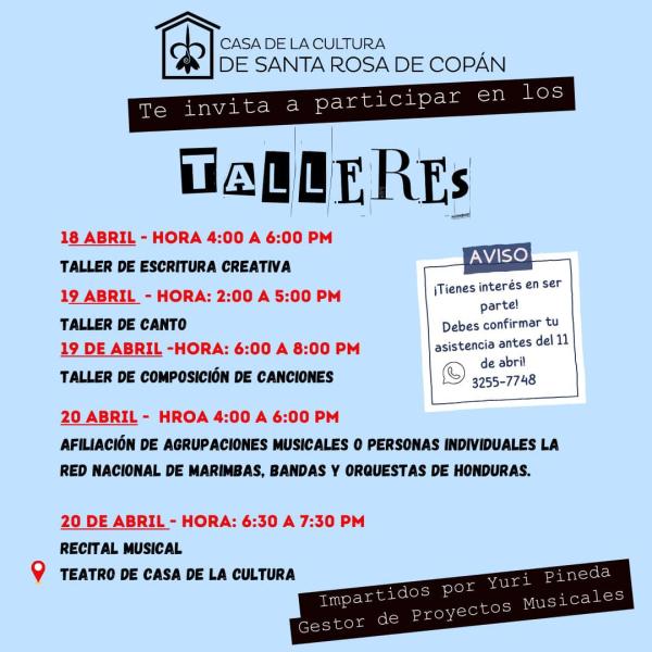 Únete a los talleres de formación en canto, composición de canciones y escritura creativa