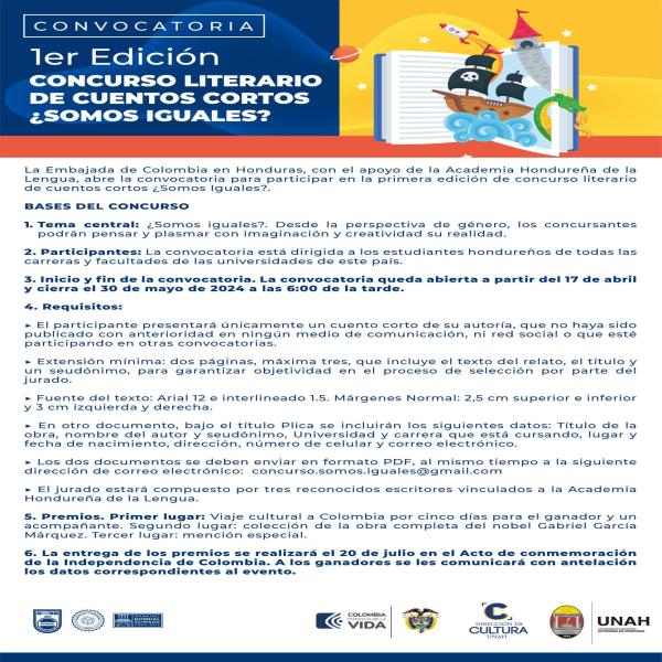  Convocatoria a la 1er Edición del Concurso Literario de Cuenta Cuentos Cortos ¿Somos Iguales?