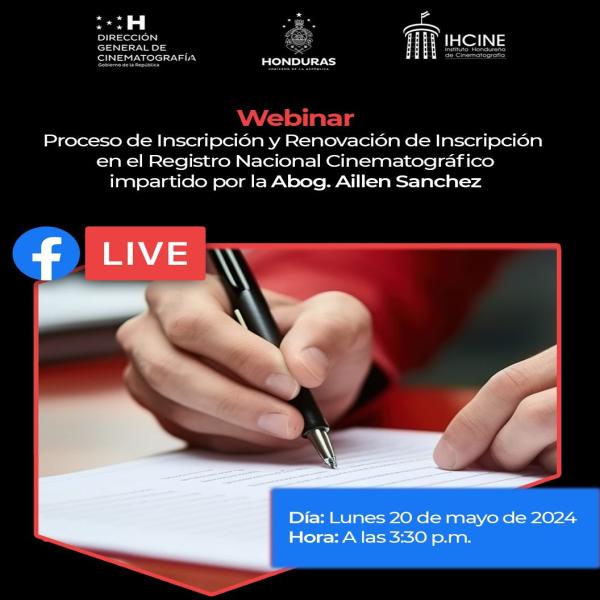 Webinar sobre el Proceso de Inscripción y Renovación de Inscripción en el Registro Nacional Cinematográfico
