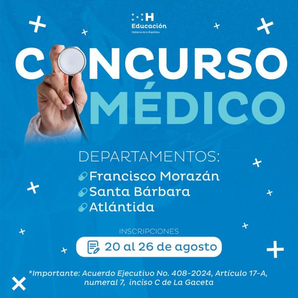 Inscripciones abiertas del 20-26 de agosto para el Concurso Médico 2024