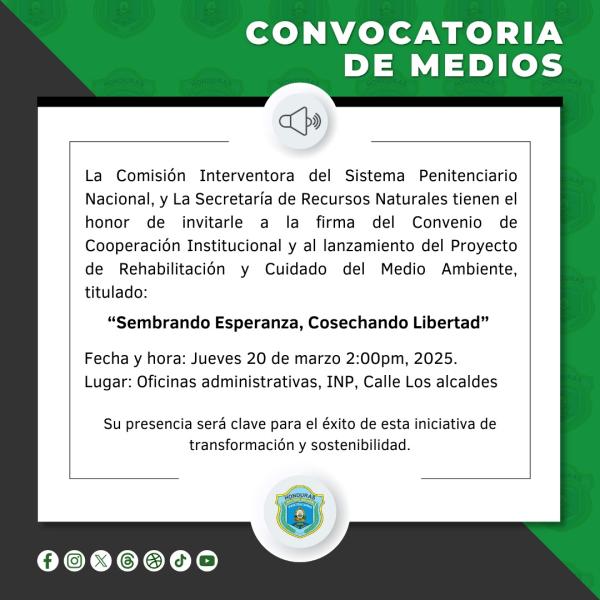 INP: Firma del Convenio y lanzamiento del proyecto de Rehabilitación y cuidado al medio ambiente 
