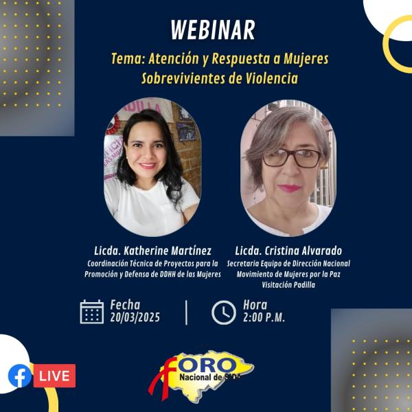 Webinar: "Atención y Respuesta a Mujeres Sobrevivientes de Violencia