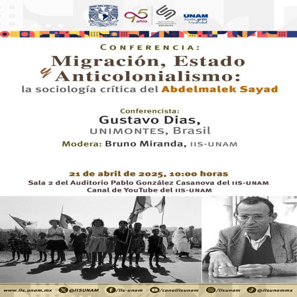 Conferencia: Migración, Estado y Anticolonialismo: La sociología crítica del Abdelmalek Sayad 