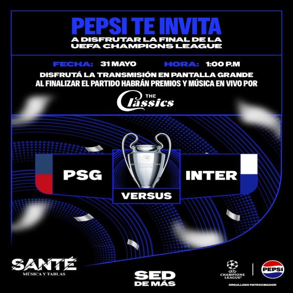 Disfrutar la final de la Champions entre PSG VRS Inter en pantalla gigante