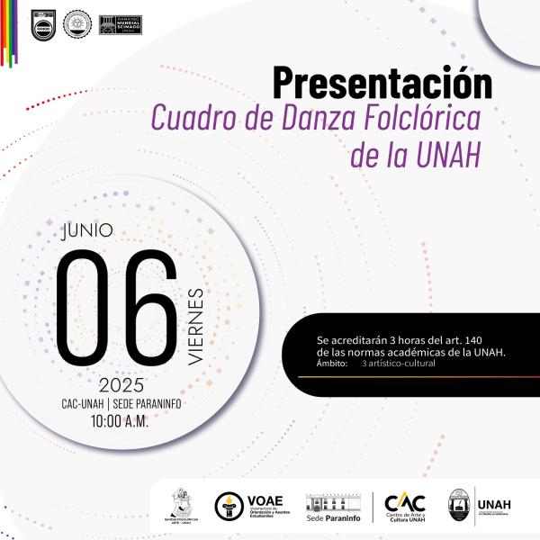 El Cuadro de Danza Folclórica de la UNAH se presentara con un repertorio lleno de color, tradición y orgullo nacional