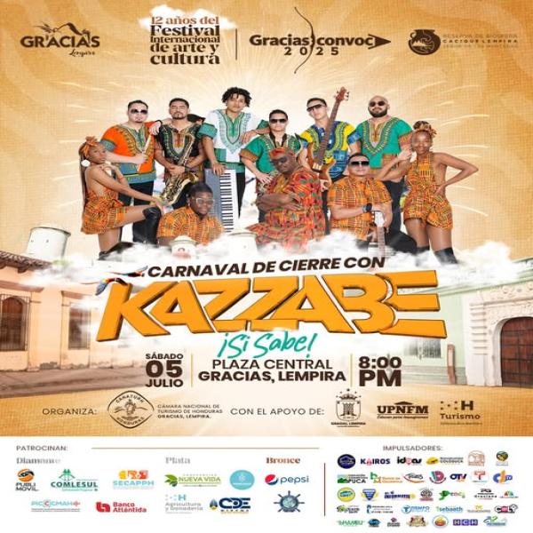 Prepárate para vivir el gran cierre del Festival Internacional de Arte y Cultura de Gracias, Lempira, con Kazzabe 