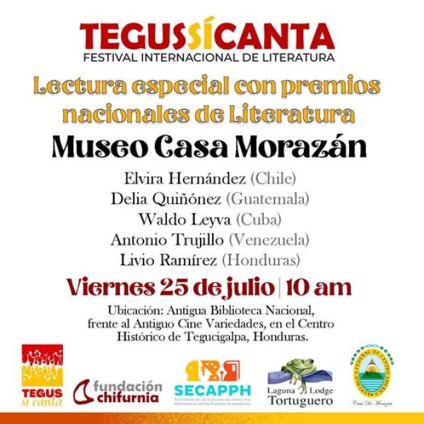 Festival Internacional de Literatura Tegus si Canta 2025: Lectura especial con poetas que han sido galardonados con el Premio Nacional de Poesía en sus países