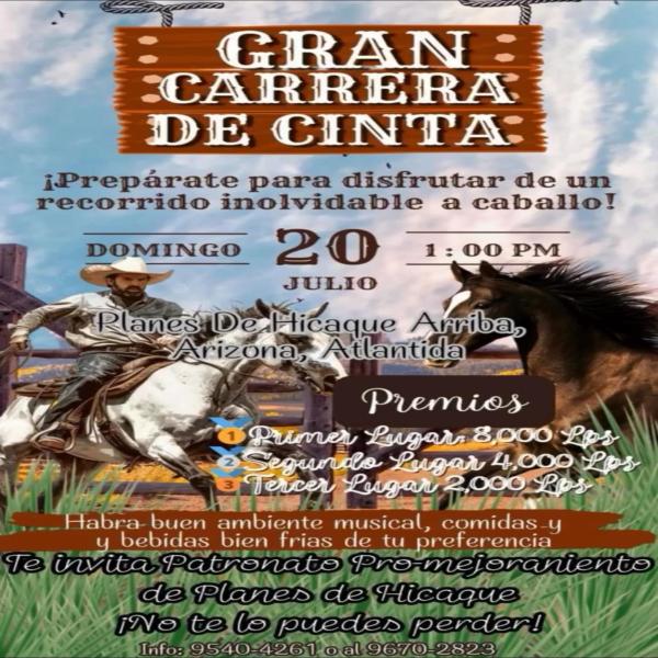 Gran carrera de cinta – Planes de Hicaque Arriba, Arizona, Atlántida 