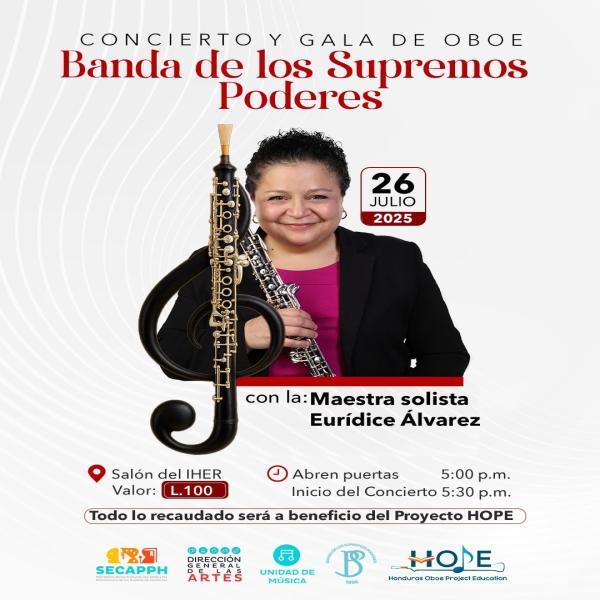 Concierto y Gala de Oboe de la Banda de los Supremos Poderes con la solista Eurídice Álvarez 