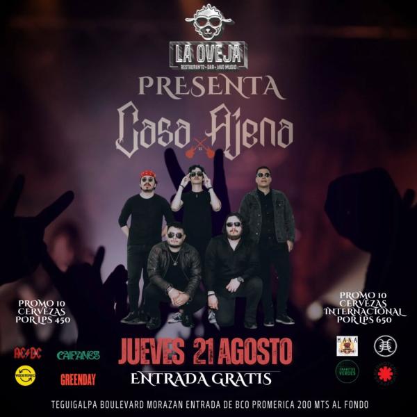 La banda Casa Ajena llega con toda la energía para cantar lo mejor del rock en inglés y español 