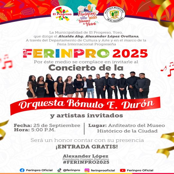 Concierto de la Orquesta Rómulo E. Durón en FERINPRO 2025 
