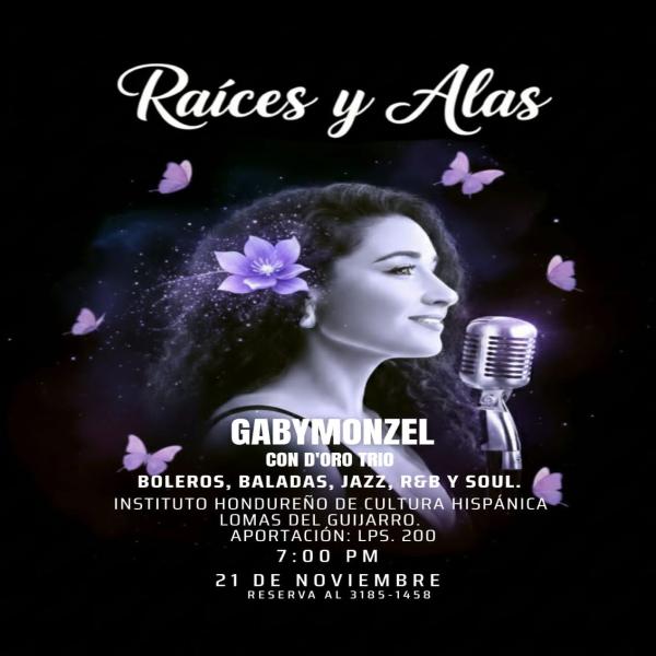 Concierto Raíces y Alas de Gaby Monzel con D'Oro trío 