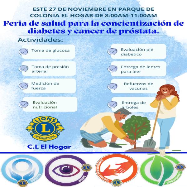 Feria de salud para la concientización de diabetes y cáncer de próstata 