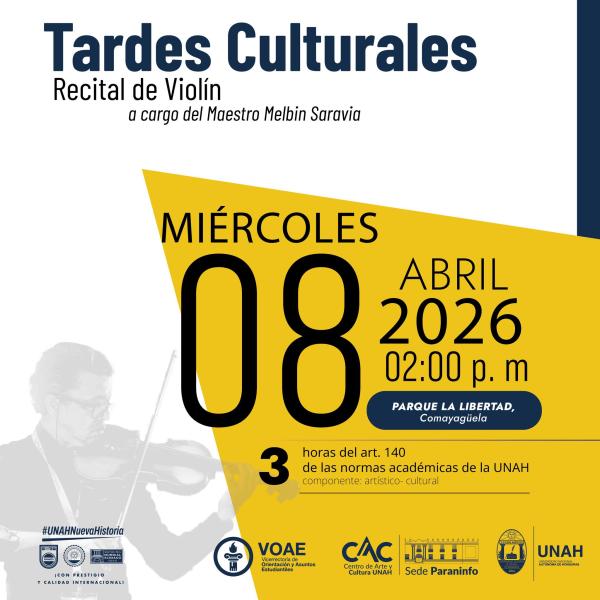 Tardes Culturales con un recital de violín a cargo del maestro Melbin Saravia