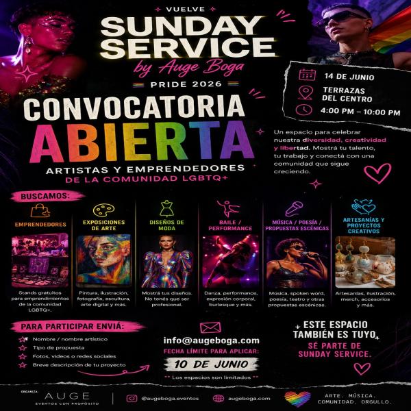 Sunday Service by Auge Boga vuelve este Pride 2026
